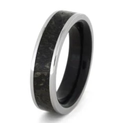 Dinosaur Bone Men's Wedding Band With Wood Inside -Johan Jewelry Shop 004480013c873d7d6a6c5499db822887