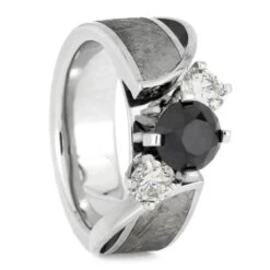 Black Diamond Platinum Engagement Ring With Meteorite -Johan Jewelry Shop 006aba5008950aa14a2aa9f32461c7bb