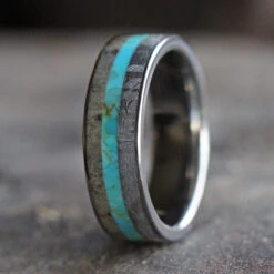 Turquoise, Meteorite & Dinosaur Bone Men's Wedding Band 15 Turquoise, Meteorite & Dinosaur Bone Men's Wedding Band -Johan Jewelry Shop 015e176e87f797a1ed0109cb6ba0892a