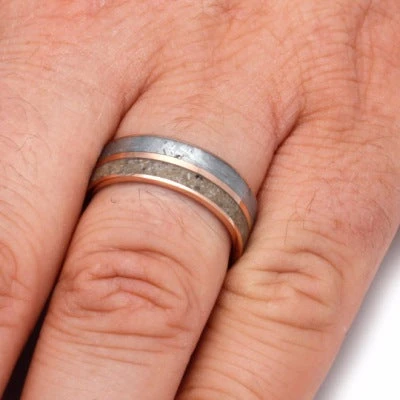 Solid Rose Gold Memorial Ring With Ashes & Meteorite 6 Solid Rose Gold Memorial Ring With Ashes & Meteorite - Image 4