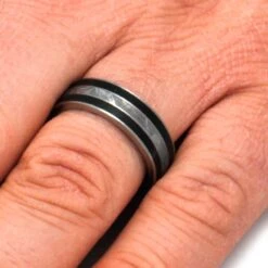 Black Jade Ring With Gibeon Meteorite In Titanium Band -Johan Jewelry Shop 03f28d15ecb15f3dbb7b2a8a642f697f