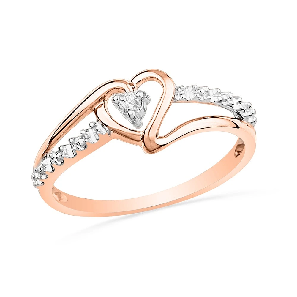 Rose Gold Diamond Heart Promise Ring 4 Rose Gold Diamond Heart Promise Ring - Image 2