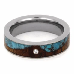 Wave Ring With Koa Wood And Turquoise -Johan Jewelry Shop 0952c4f1db41164d7430b66c73320e06