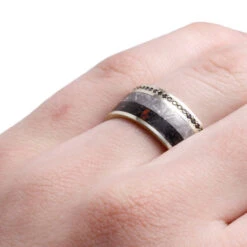 Black Diamond Eternity Wedding Band With Dinosaur Bone & Meteorite -Johan Jewelry Shop 0a8961d45a0ab8143785e3eb060ec285