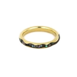 Abalone Wedding Band With Wavy Design In Gold -Johan Jewelry Shop 0fa98abccd8d88969db1f720989d194b