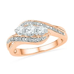 Unique Three Stone Diamond Engagement Ring With Swirled Band -Johan Jewelry Shop 101024 Pcopy