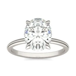 Oval Charles & Colvard Solitaire Moissanite Engagement Ring In White Gold