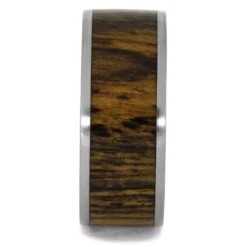 Bocote Wood Men's Wedding Band Inlaid In Titanium -Johan Jewelry Shop 1058 1E