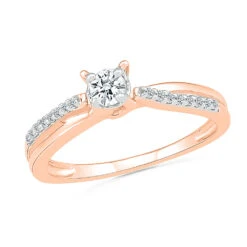 Solitaire Diamond Engagement Ring With Criss Cross Band -Johan Jewelry Shop 10581 P