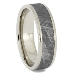 Solid White Gold Meteorite Wedding Ring Set -Johan Jewelry Shop 1159newwg2