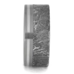 Men's Ring With Meteorite And Platinum Pinstripe 10 Men's Ring With Meteorite And Platinum Pinstripe -Johan Jewelry Shop 1211 1 E