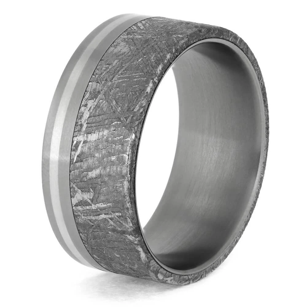 Men's Ring With Meteorite And Platinum Pinstripe 6 Men's Ring With Meteorite And Platinum Pinstripe - Image 4