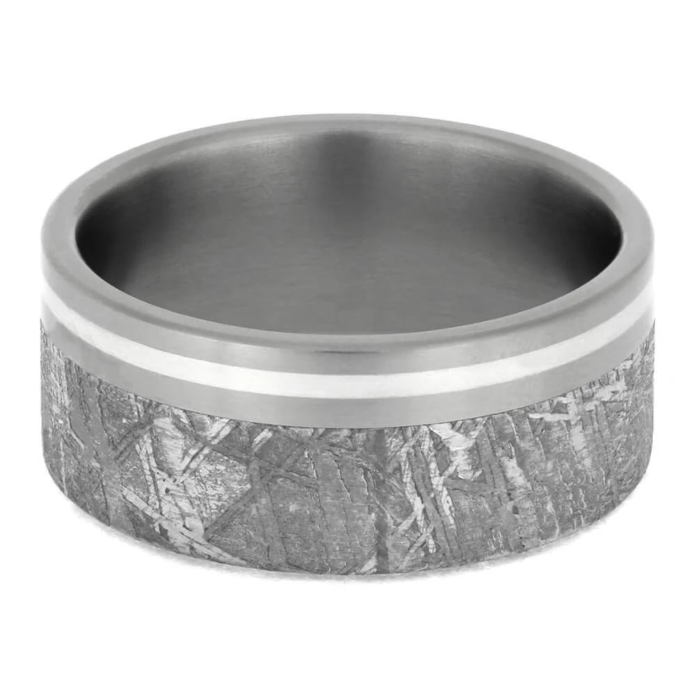 Men's Ring With Meteorite And Platinum Pinstripe 7 Men's Ring With Meteorite And Platinum Pinstripe - Image 5