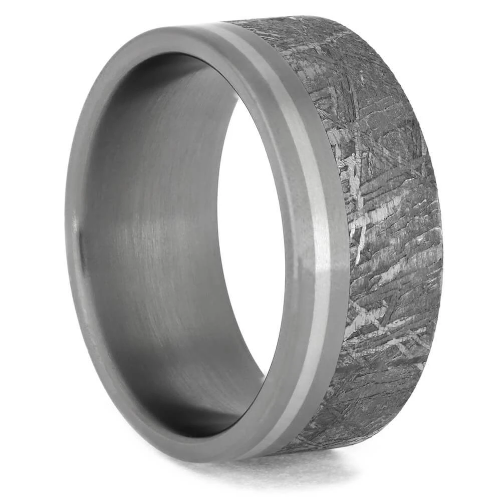 Men's Ring With Meteorite And Platinum Pinstripe 4 Men's Ring With Meteorite And Platinum Pinstripe - Image 2
