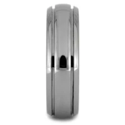 Titanium Wedding Band With Grooved Pinstripes -Johan Jewelry Shop 1354 1 E