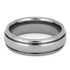 Titanium Wedding Band With Grooved Pinstripes -Johan Jewelry Shop 1354 3 E