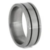 Titanium Ring With Black Enamel Pinstripes-1386