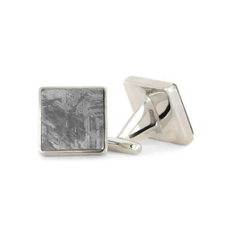 Square, Genuine Meteorite Cuff Links 4 Square, Genuine Meteorite Cuff Links - Image 2