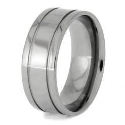 Titanium Ring With Two Pinstripe Grooves-1406 -Johan Jewelry Shop 1406 2E
