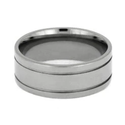 Titanium Ring With Two Pinstripe Grooves-1406 -Johan Jewelry Shop 1406 3E