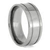 Titanium Ring With Two Pinstripe Grooves-1406