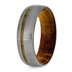 Olive Wood Wedding Ring With Wood Sleeve And Pinstripe-1430 -Johan Jewelry Shop 1430 2