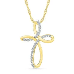 Swirling Cross Diamond Necklace -Johan Jewelry Shop 14509 Y