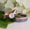Meteorite Wedding Ring Set With Moonstone Engagement Ring -Johan Jewelry Shop 14a1ff3050d0aef1ef0127a44743cd1b