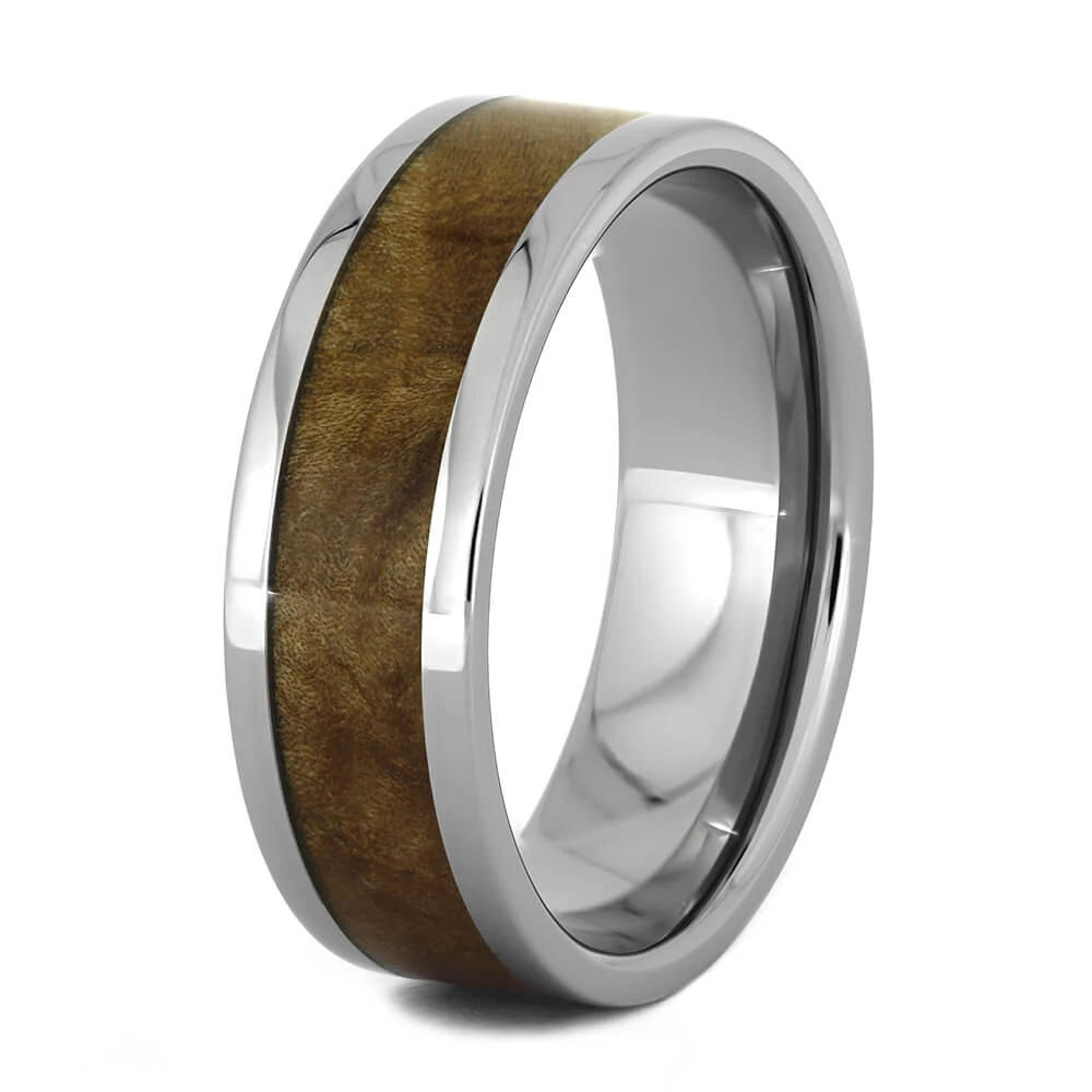 Black Ash Burl Wood Men's Wedding Band In Titanium-1523 6 Black Ash Burl Wood Men's Wedding Band In Titanium-1523 - Image 4