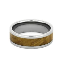 Black Ash Burl Wood Men's Wedding Band In Titanium-1523 12 Black Ash Burl Wood Men's Wedding Band In Titanium-1523 -Johan Jewelry Shop 1523 3 E