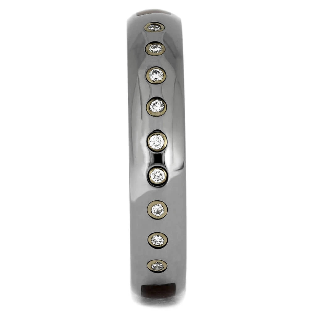 Honduran Rosewood Burl And Titanium Ring With 9 Bezel Set Diamonds 5 Honduran Rosewood Burl And Titanium Ring With 9 Bezel Set Diamonds - Image 3