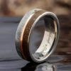Gibeon Meteorite & Fossil Wedding Band With Gold Pinstripe -Johan Jewelry Shop 1551newartrg