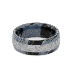 Mens Mokume Ring With Meteorite Band, Cobaltium Mokume -Johan Jewelry Shop 1596 3 E