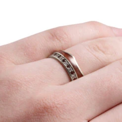 Crown Ring, Gemstone Eternity Wedding Band With Wood Inlay -Johan Jewelry Shop 163ce58f6b1fe80ffdf50f1d9ee90bdc