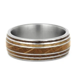 Authentic Whiskey Barrel Oak Wood Ring With Titanium Pinstripes -Johan Jewelry Shop 1656 3 hi res 1500 Custom