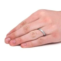 4mm Gibeon Meteorite Wedding Band With Rose Gold -Johan Jewelry Shop 1664Handshot 1 241241fd c7a3 449c 920f e920bd172c9e