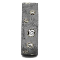 Meteorite Wedding Band With Diamonds In White Gold -Johan Jewelry Shop 1708 1 E