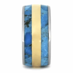Titanium, Turquoise & Gold Men's Wedding Band -Johan Jewelry Shop 1719 1