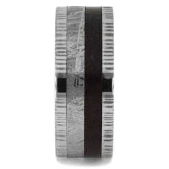 Gold Ring With Damascus, Dinosaur Bone And Gibeon Meteorite -Johan Jewelry Shop 1726 1E