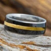 Dark Wood Men's Wedding Band With Thick Pinstripe -Johan Jewelry Shop 1732newartyg