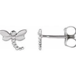 Tiny Gold Dragonfly Stud Earrings-ST28600