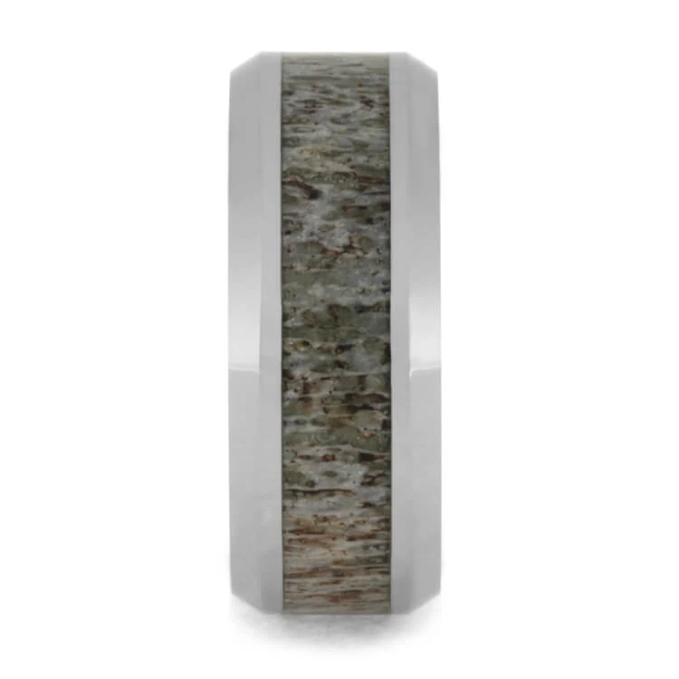 Beveled Tungsten & Antler Men's Wedding Band 5 Beveled Tungsten & Antler Men's Wedding Band - Image 3