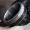 Meteorite Dinosaur Ring With Sandblasted Titanium Edges -Johan Jewelry Shop 1764ArtCropped 12