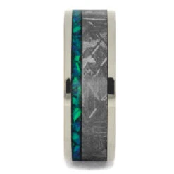 Blue Opal & Meteorite Men's Wedding Band -Johan Jewelry Shop 18232newwg