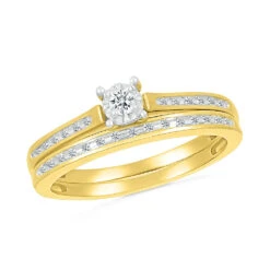 Diamond Wedding Ring Set, Accented Engagement Ring & Band 11 Diamond Wedding Ring Set, Accented Engagement Ring & Band -Johan Jewelry Shop 18257 Y