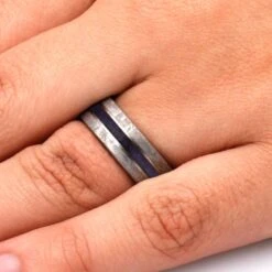 Meteorite Wedding Band With Crushed Amethyst 9 Meteorite Wedding Band With Crushed Amethyst -Johan Jewelry Shop 1855amethysthand