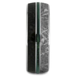 Men's Wedding Band With Green Box Elder Burl Wood, Dino Bone & Meteorite 11 Men's Wedding Band With Green Box Elder Burl Wood, Dino Bone & Meteorite -Johan Jewelry Shop 1893new2crushed