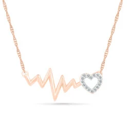 Heartbeat With Diamond Heart Necklace -Johan Jewelry Shop 19363 P
