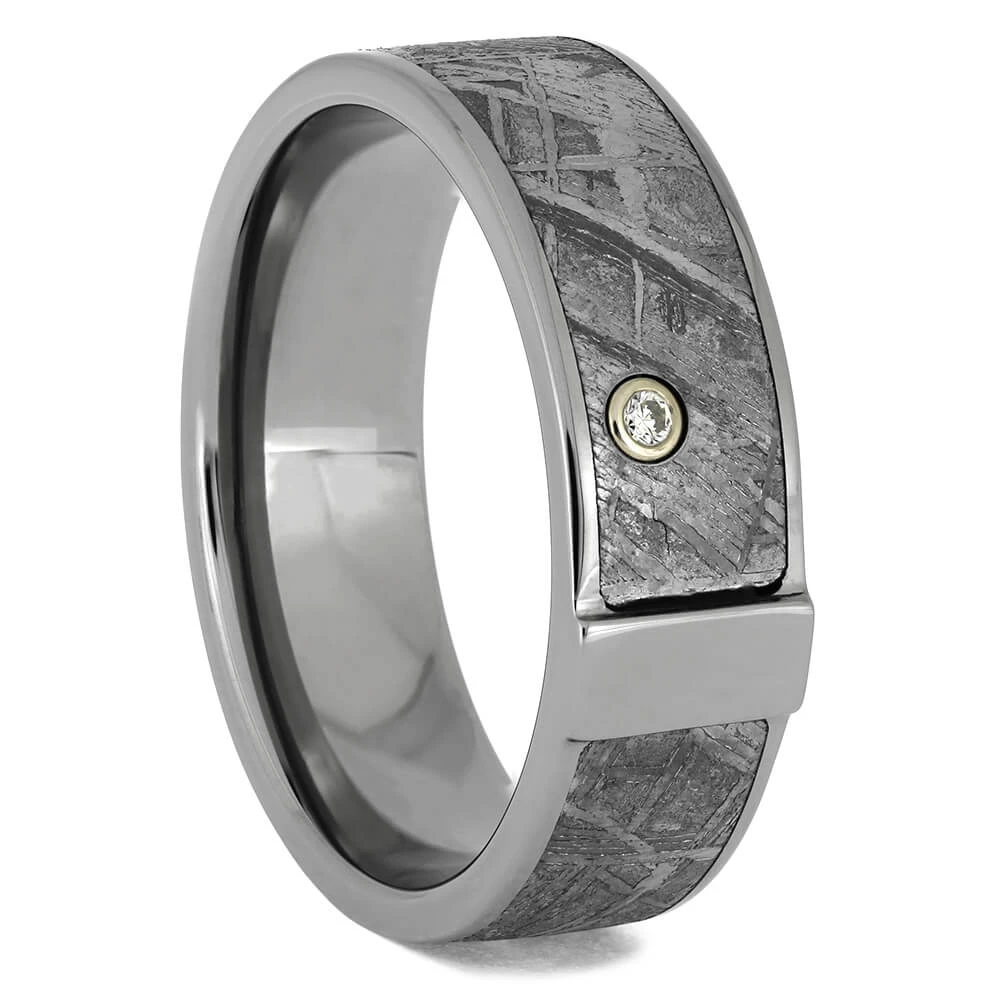 Diamond Meteorite Ring In White Gold Bezel Setting 4 Diamond Meteorite Ring In White Gold Bezel Setting - Image 2