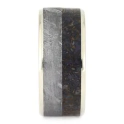 10mm Men's Wedding Band With Meteorite & Dinosaur Bone -Johan Jewelry Shop 197fdc2a0e90165b00cfb38c63664972